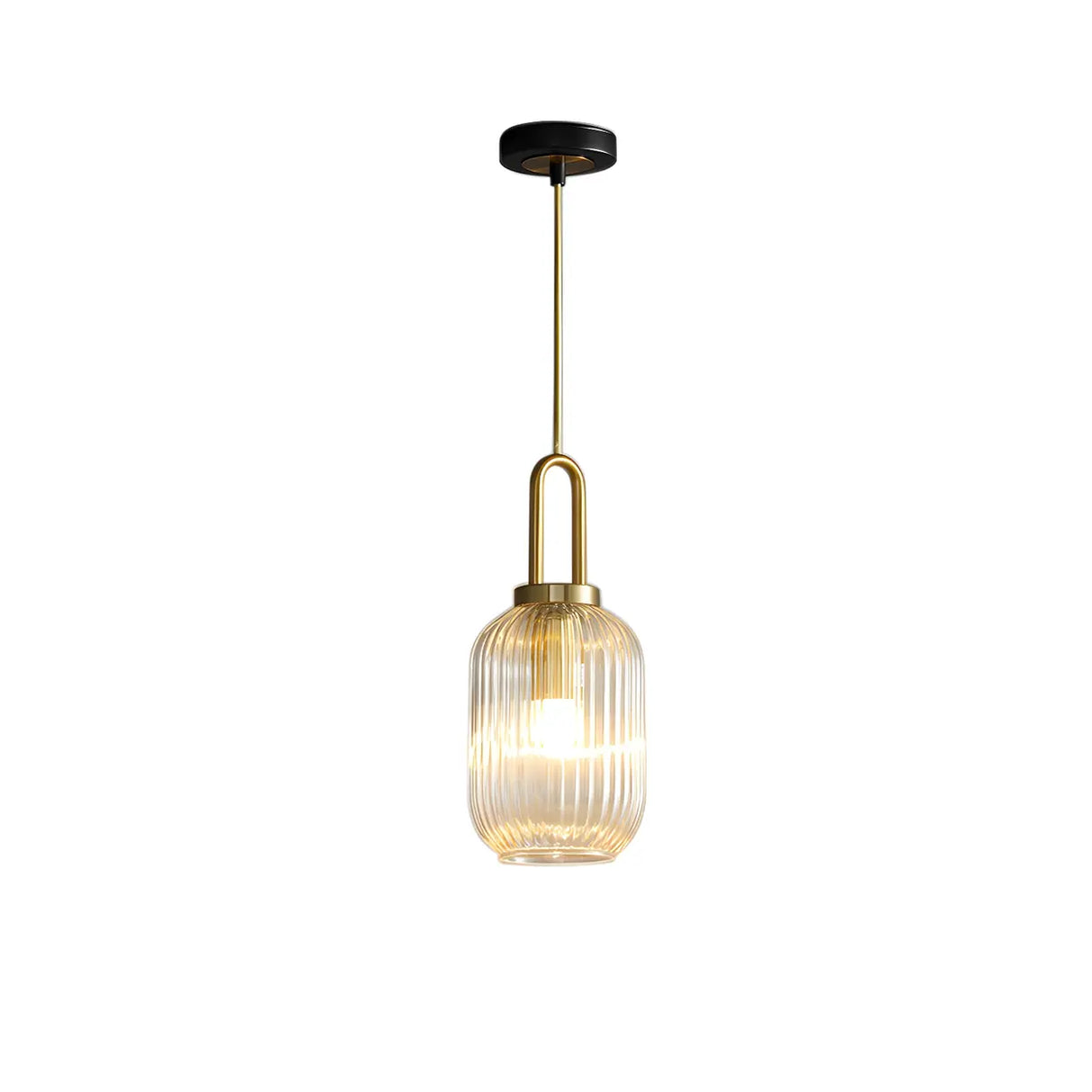 Modern Clear Ribbed Glass Pendant Light for Kitchen Image - 3