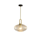 Modern Clear Ribbed Glass Pendant Light for Kitchen Image - 6