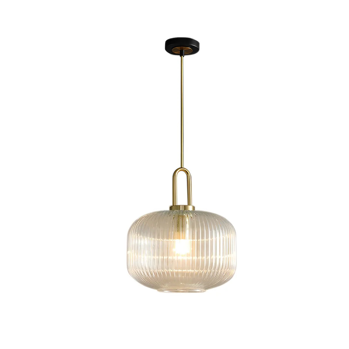 Modern Clear Ribbed Glass Pendant Light for Kitchen Image - 9