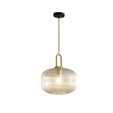 Modern Clear Ribbed Glass Pendant Light for Kitchen Image - 9