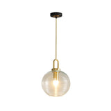 Modern Clear Ribbed Glass Pendant Light for Kitchen Image - 12