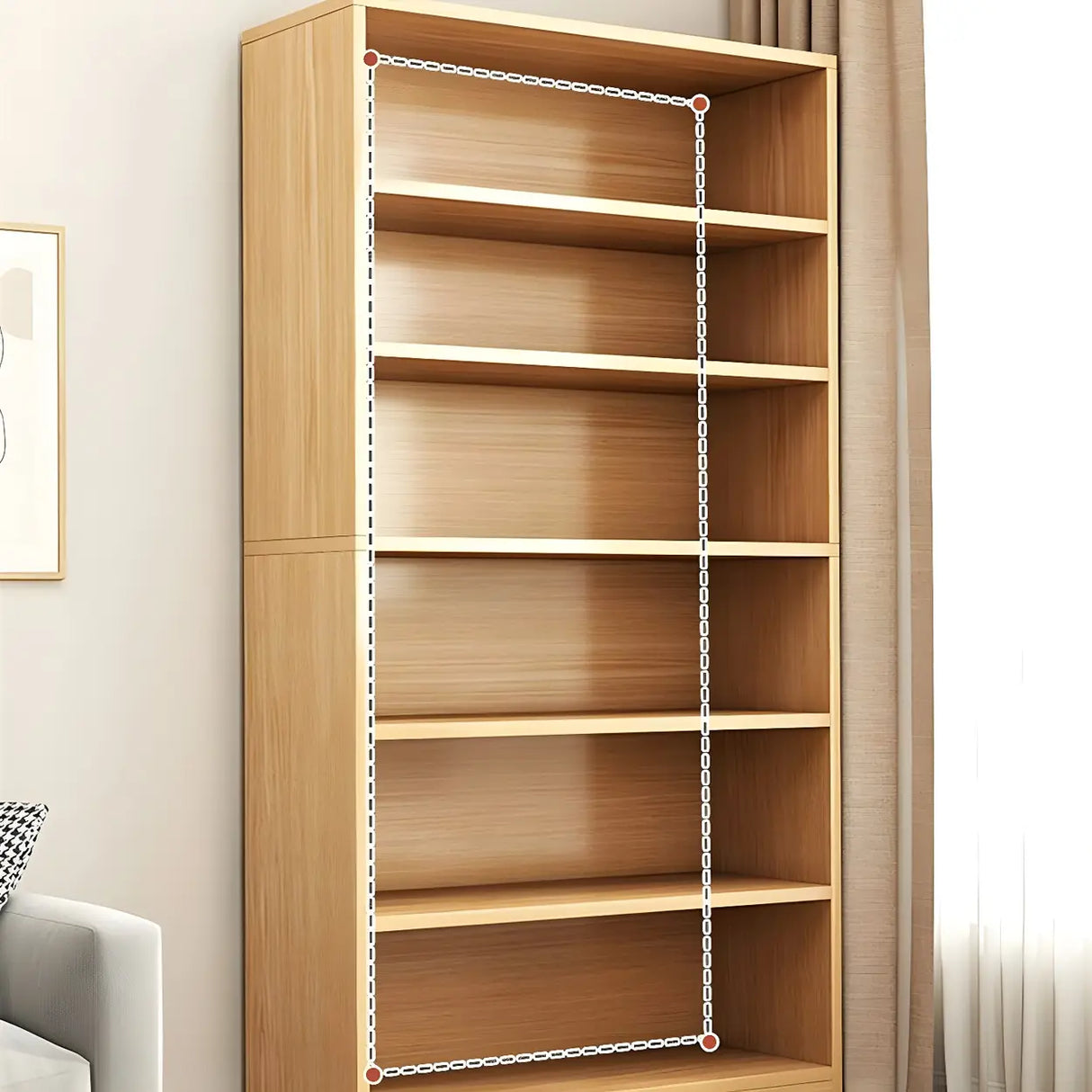 Modern Closed Back 6 Shelves Large Dark Wood Bookcase Image - 12
