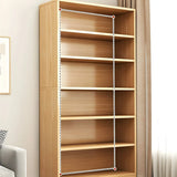 Modern Closed Back 6 Shelves Large Dark Wood Bookcase Image - 12