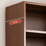 Modern Closed Back 6 Shelves Large Dark Wood Bookcase Image - 13