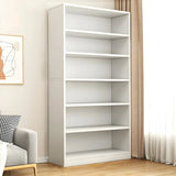 Modern Closed Back 6 Shelves Large Dark Wood Bookcase Image - 16