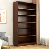 Modern Closed Back 6 Shelves Large Dark Wood Bookcase Image - 19