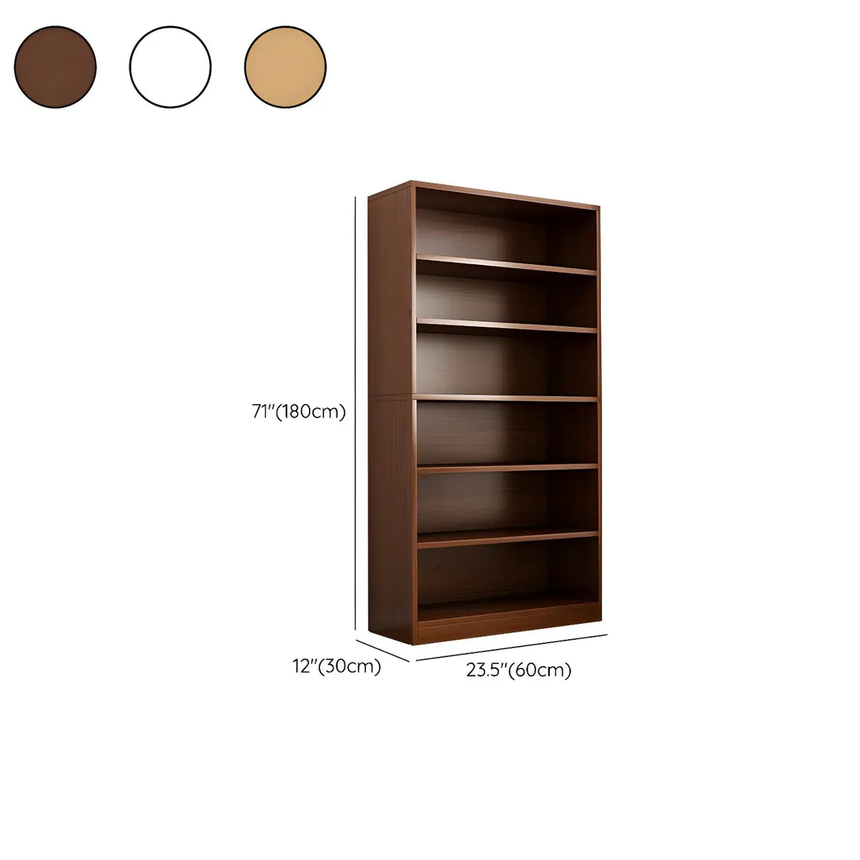 Modern Closed Back 6 Shelves Large Dark Wood Bookcase Image - 21