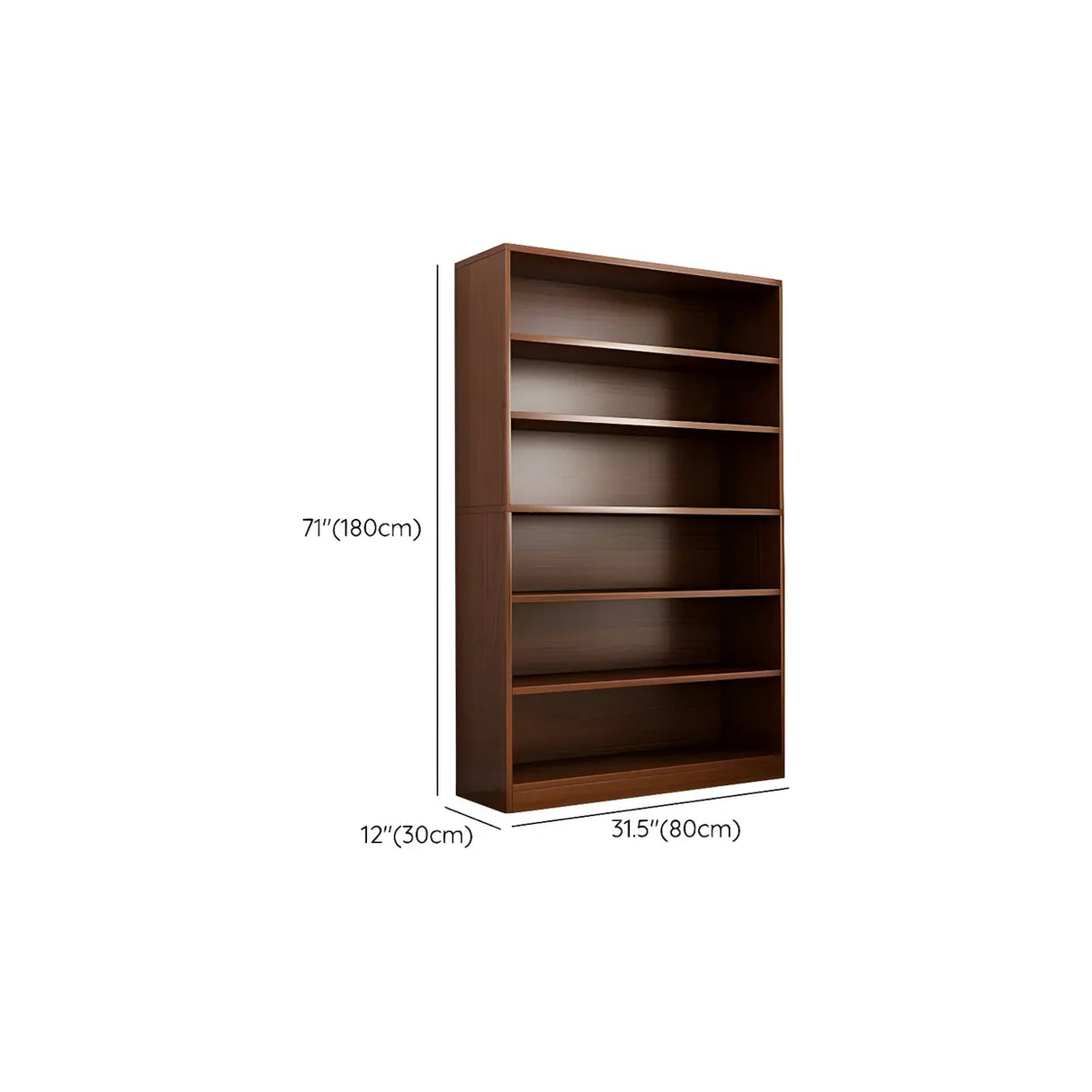 Modern Closed Back 6 Shelves Large Dark Wood Bookcase Image - 22