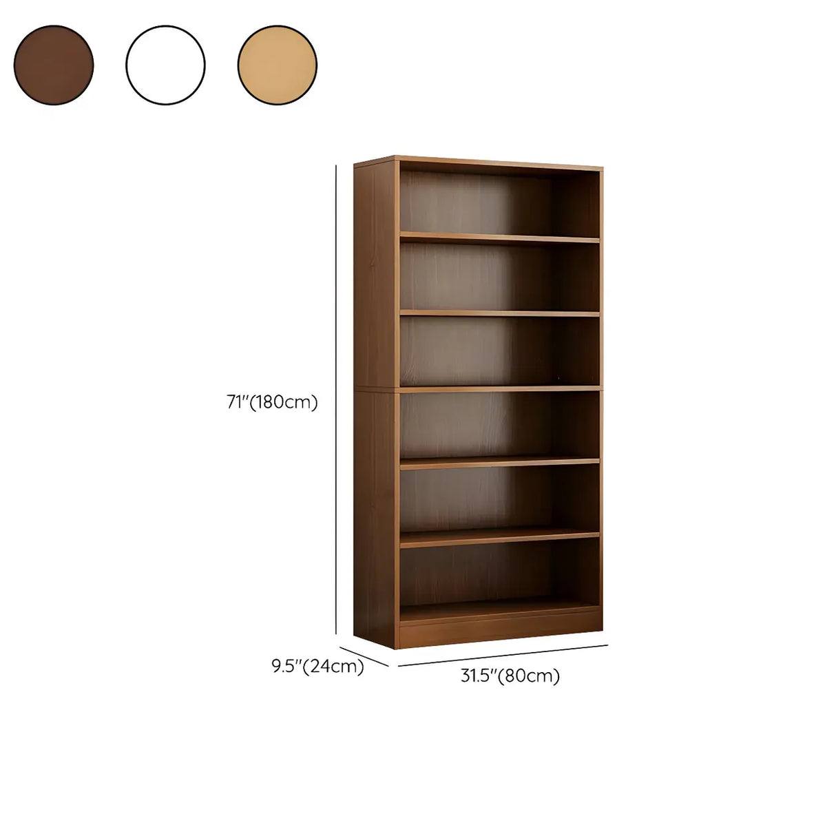 Modern Closed Back 6 Shelves Large Dark Wood Bookcase Image - 24