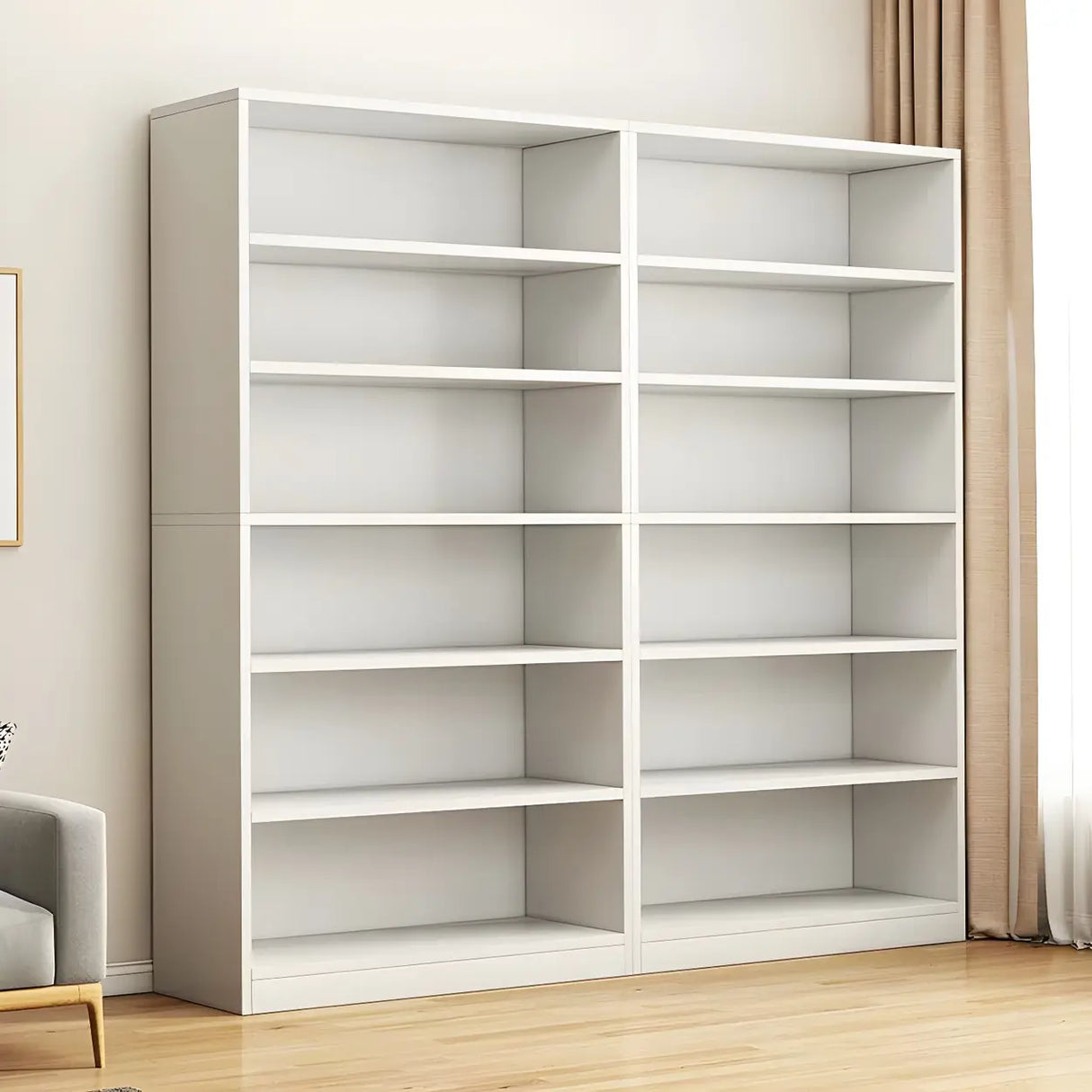 Modern Closed Back 6 Shelves Large Dark Wood Bookcase Image - 6