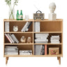 Modern Closed Back Timber Wide Bookcase Natural Finish Image - 11
