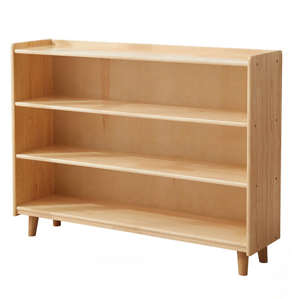Modern Closed Back Timber Wide Bookcase Natural Finish Image - 13