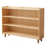 Modern Closed Back Timber Wide Bookcase Natural Finish Image - 13