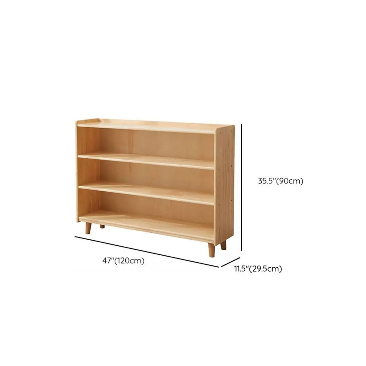 Modern Closed Back Timber Wide Bookcase Natural Finish 