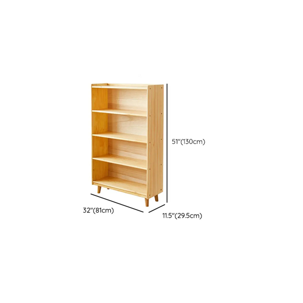 Modern Closed Back Timber Wide Bookcase Natural Finish Image - 15