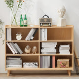 Modern Closed Back Timber Wide Bookcase Natural Finish Image - 2
