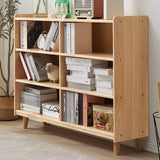 Modern Closed Back Timber Wide Bookcase Natural Finish Image - 3