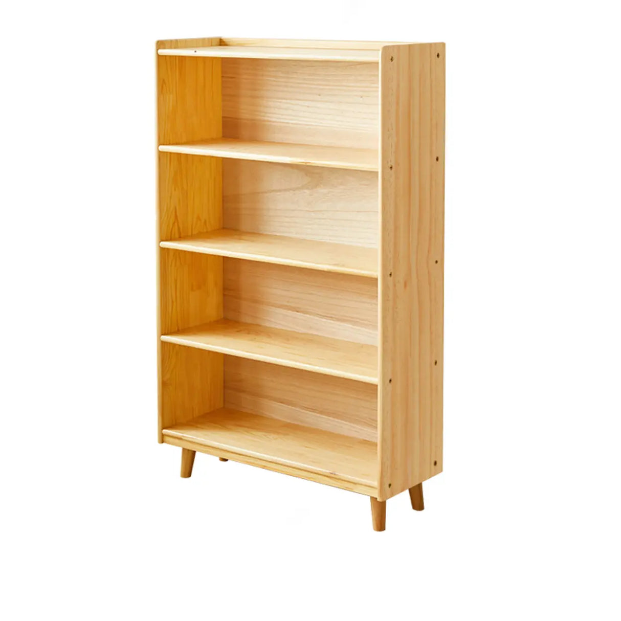 Modern Closed Back Timber Wide Bookcase Natural Finish Image - 5