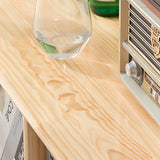 Modern Closed Back Timber Wide Bookcase Natural Finish Image - 6