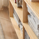 Modern Closed Back Timber Wide Bookcase Natural Finish Image - 8