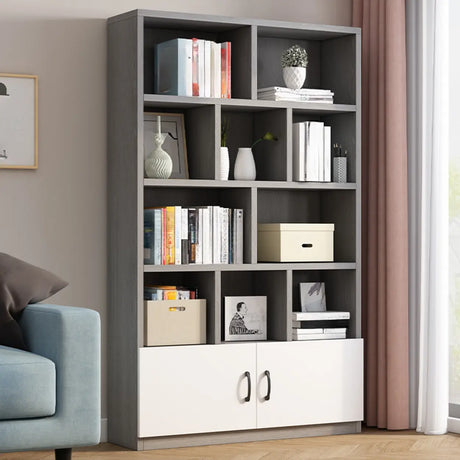 Modern Closed Back Vertical Wooden Storage Bookcase Image - 1