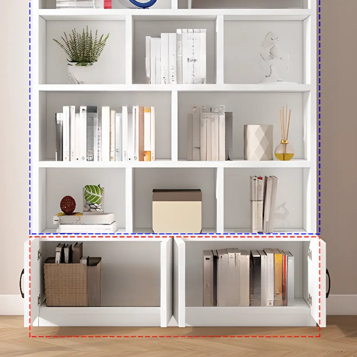 Modern Closed Back Vertical Wooden Storage Bookcase Image - 10
