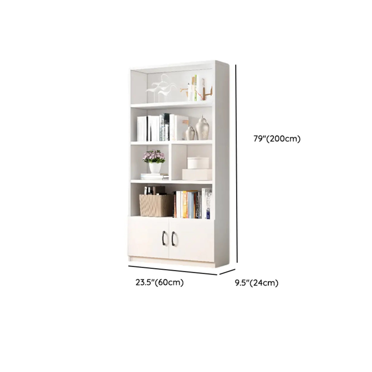 Modern Closed Back Vertical Wooden Storage Bookcase 