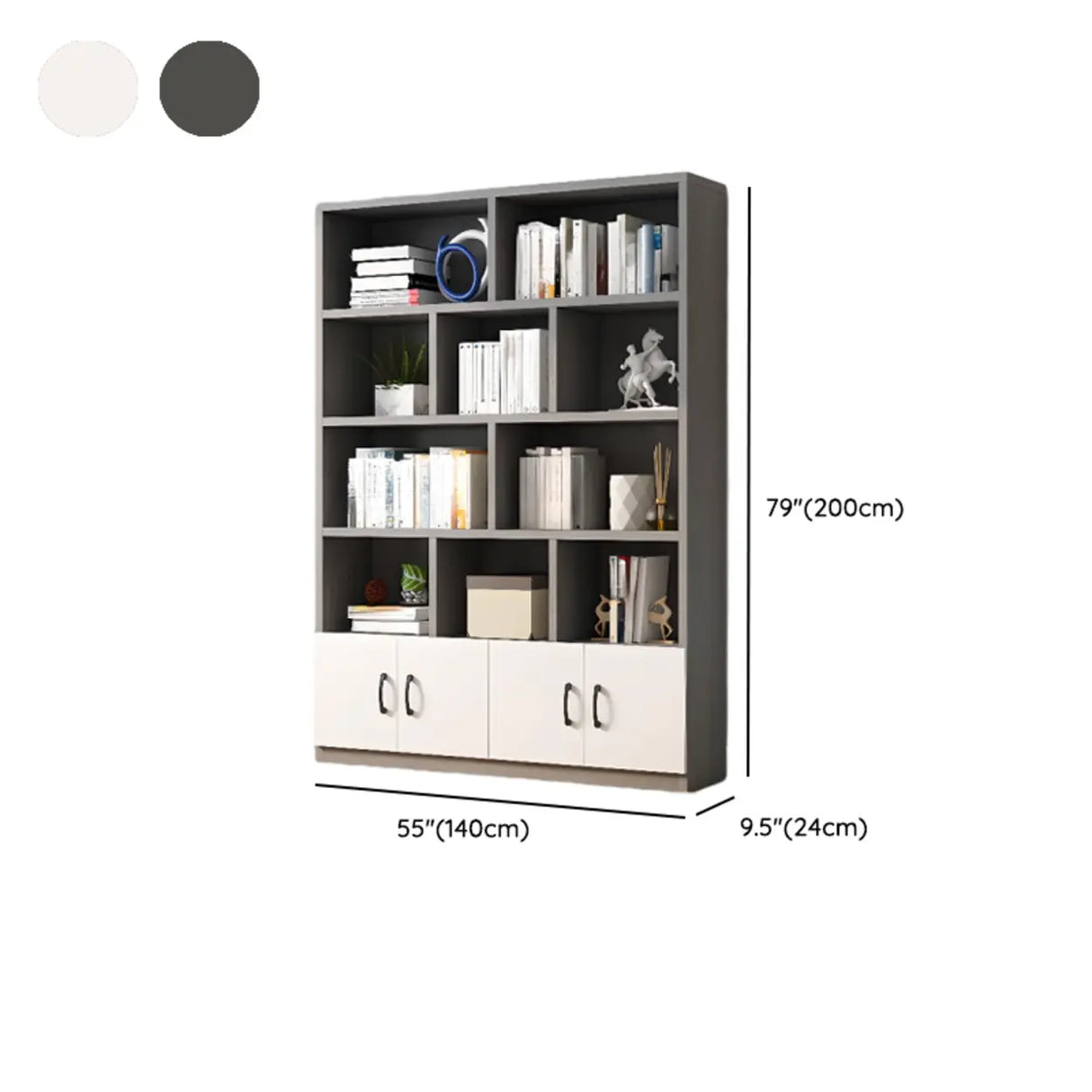 Modern Closed Back Vertical Wooden Storage Bookcase Image - 14