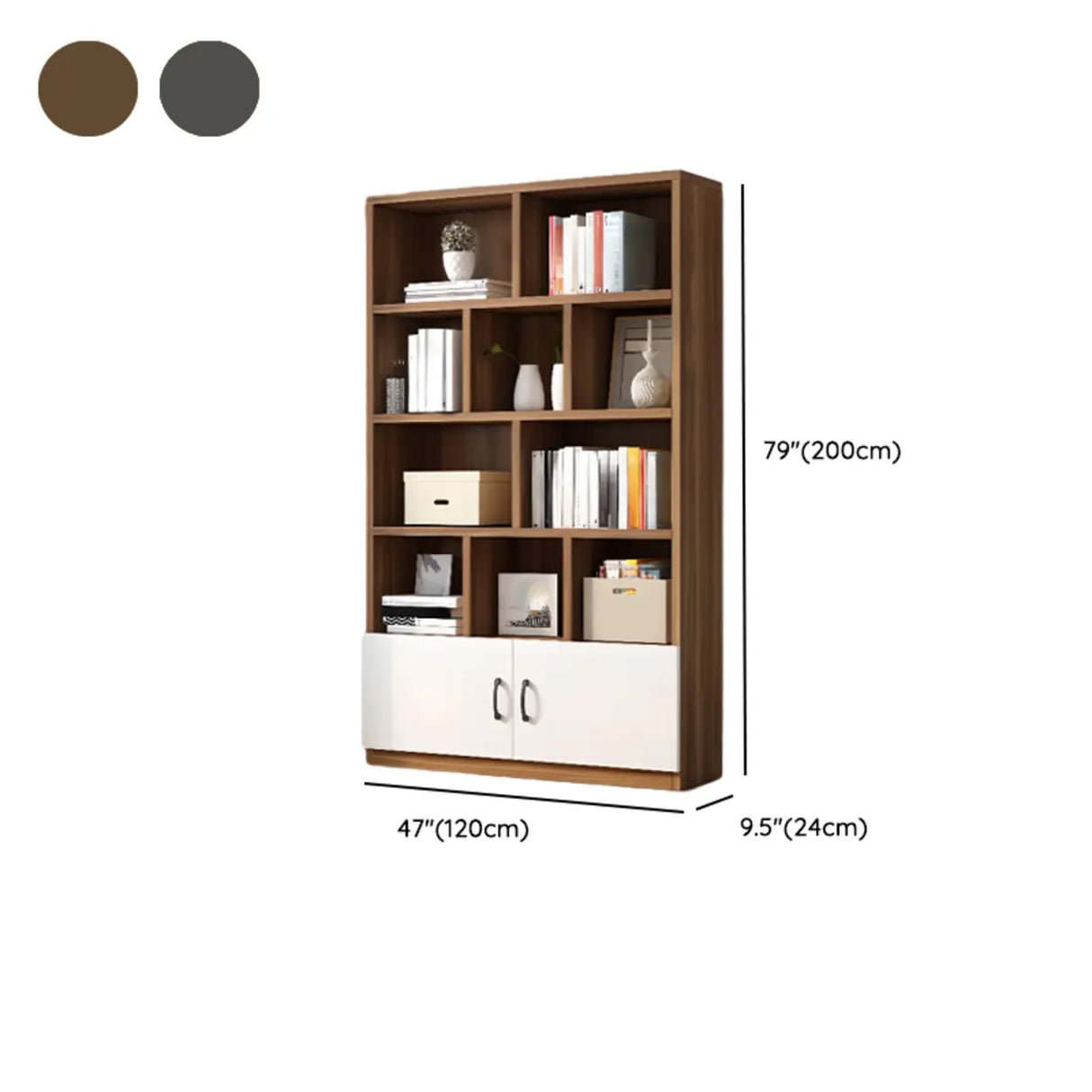 Modern Closed Back Vertical Wooden Storage Bookcase Image - 15
