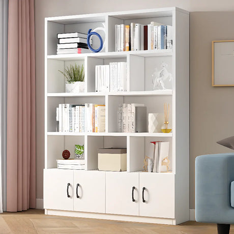 Modern Closed Back Vertical Wooden Storage Bookcase Image - 2