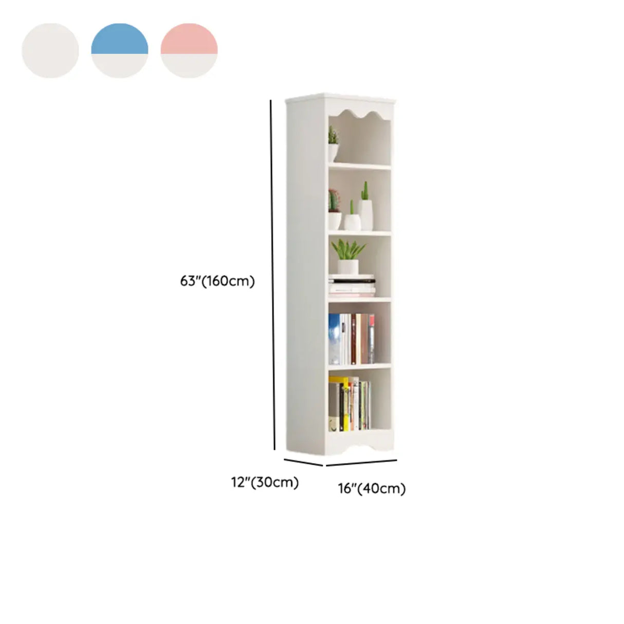 Modern Closed Back Wood Narrow Organizer Kids' Bookcase 