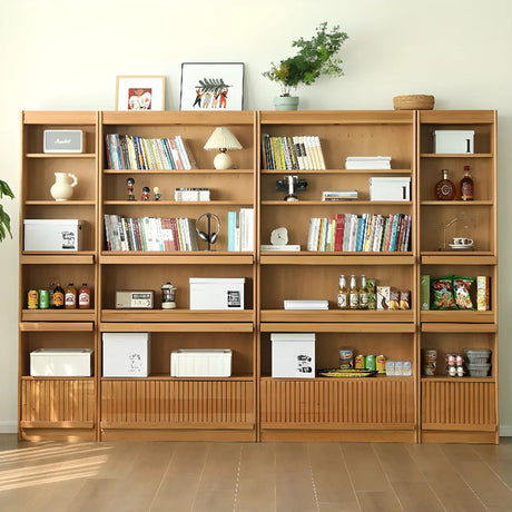 Modern Closed Cocoa Solid Wood Large Storage Bookcase Image - 1