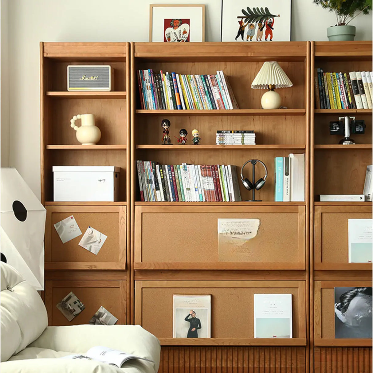 Modern Closed Cocoa Solid Wood Large Storage Bookcase Image - 11