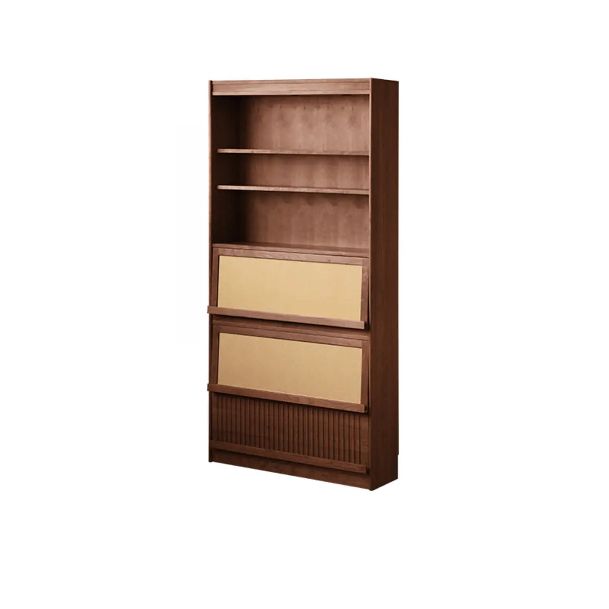 Modern Closed Cocoa Solid Wood Large Storage Bookcase Image - 14