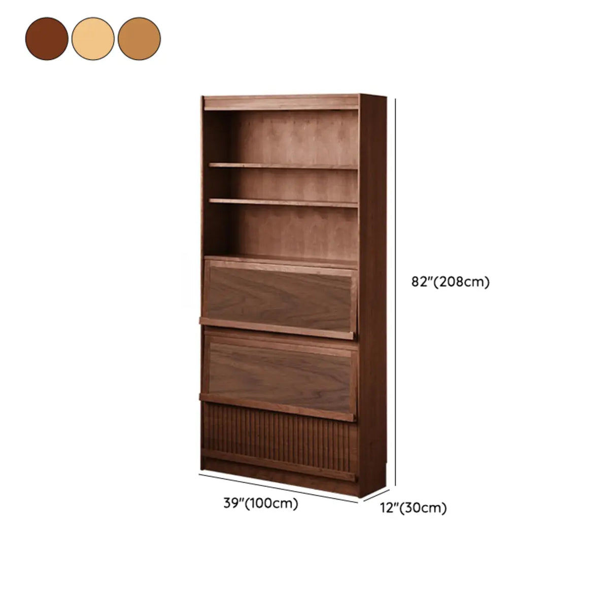 Modern Closed Cocoa Solid Wood Large Storage Bookcase Image - 26