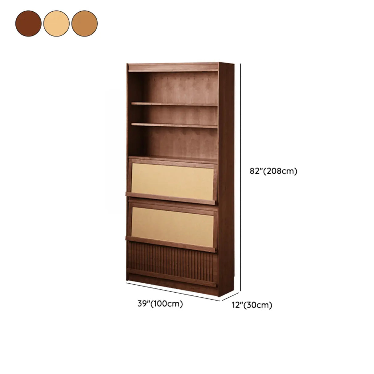 Modern Closed Cocoa Solid Wood Large Storage Bookcase Image - 27