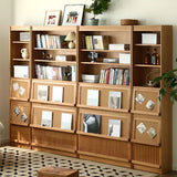 Modern Closed Cocoa Solid Wood Large Storage Bookcase Image - 3
