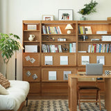 Modern Closed Cocoa Solid Wood Large Storage Bookcase Image - 4
