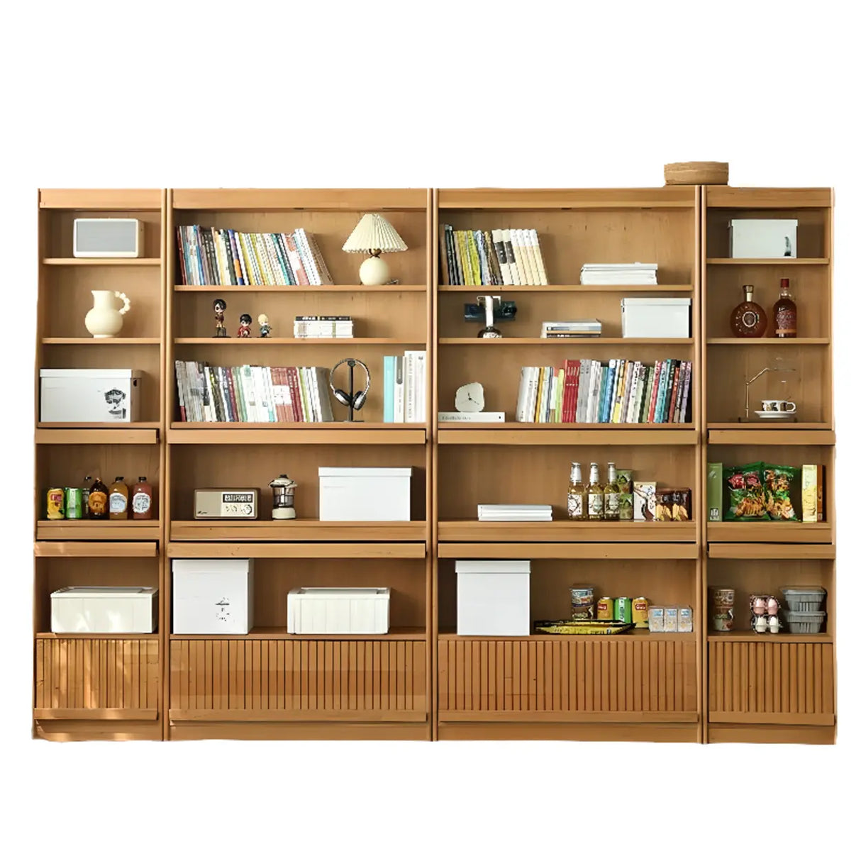 Modern Closed Cocoa Solid Wood Large Storage Bookcase Image - 5