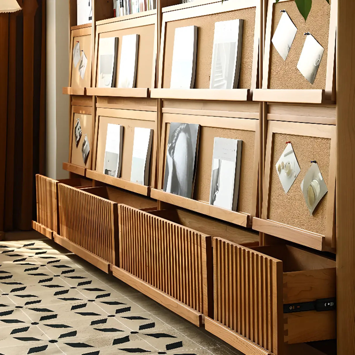 Modern Closed Cocoa Solid Wood Large Storage Bookcase Image - 6