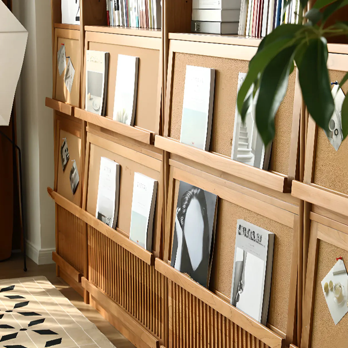 Modern Closed Cocoa Solid Wood Large Storage Bookcase Image - 9