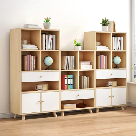 Modern Closed Wooden Cabinets Narrow Storage Bookcases Image - 1