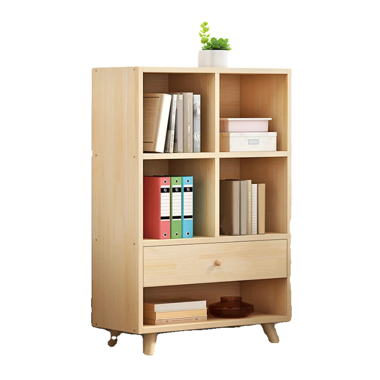 Modern Closed Wooden Cabinets Narrow Storage Bookcases Image - 10
