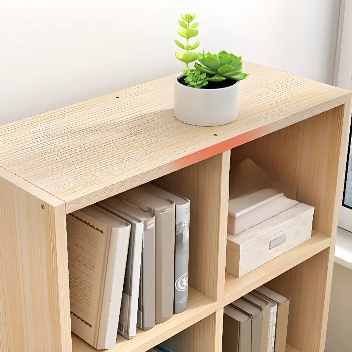 Modern Closed Wooden Cabinets Narrow Storage Bookcases Image - 13