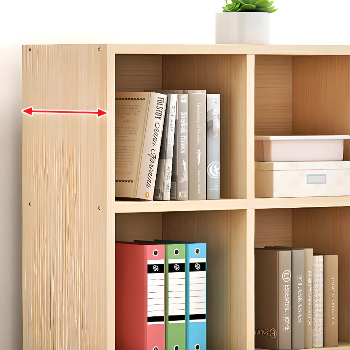 Modern Closed Wooden Cabinets Narrow Storage Bookcases Image - 15