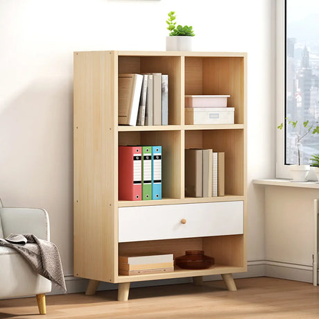 Modern Closed Wooden Cabinets Narrow Storage Bookcases Image - 2