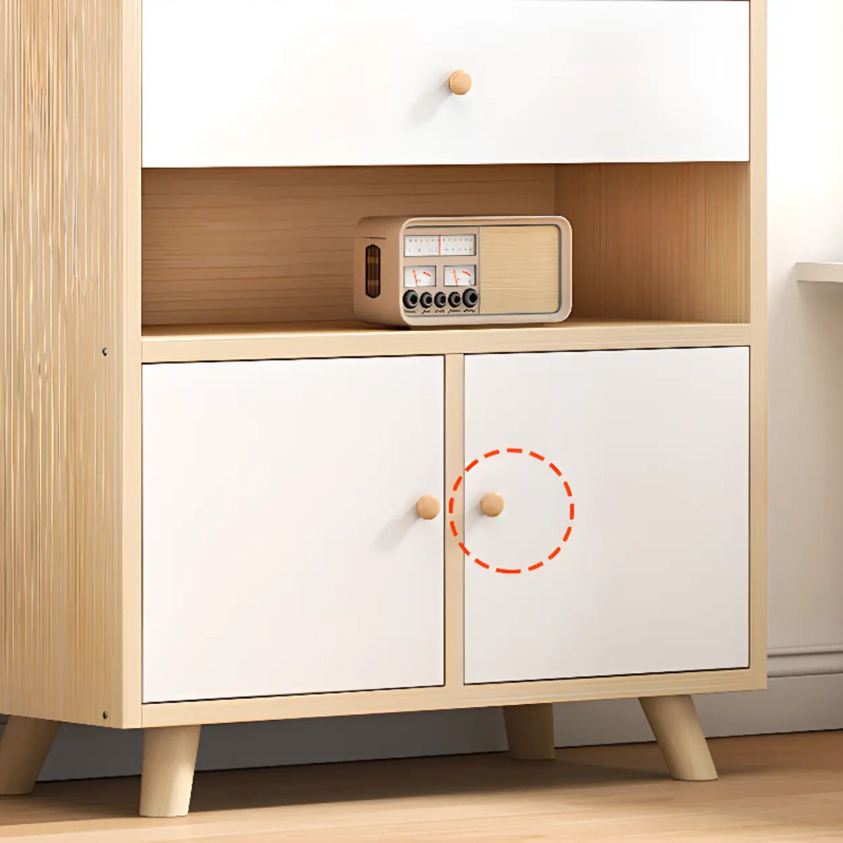Modern Closed Wooden Cabinets Narrow Storage Bookcases Image - 20