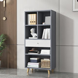 Modern Closed Wooden Cabinets Narrow Storage Bookcases Image - 22