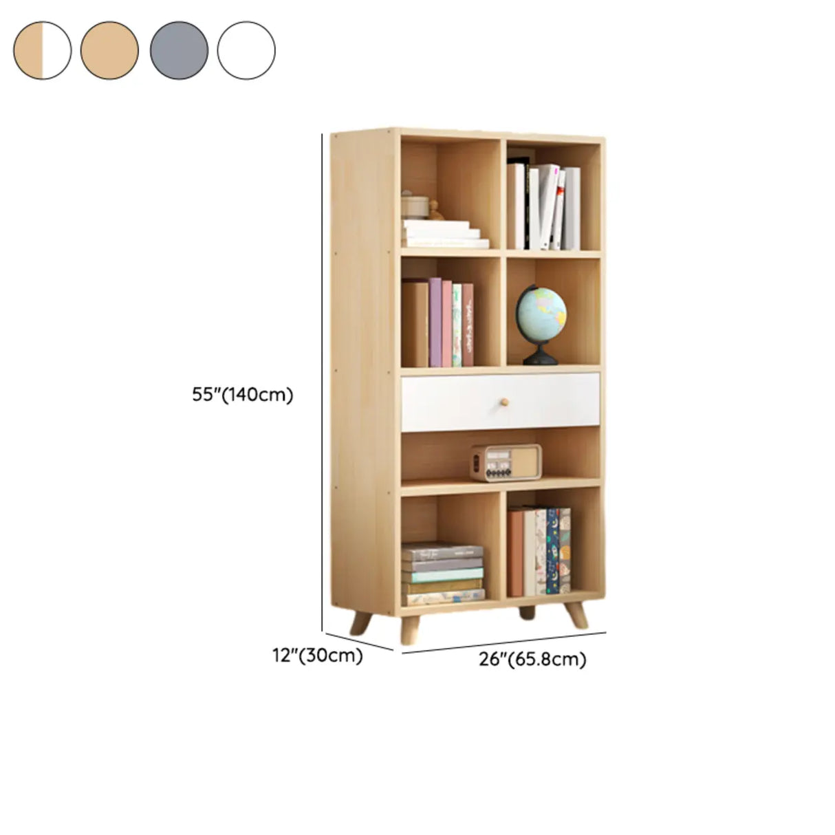 Modern Closed Wooden Cabinets Narrow Storage Bookcases Image - 28