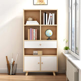 Modern Closed Wooden Cabinets Narrow Storage Bookcases Image - 3